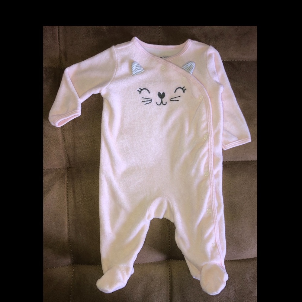 Baby pink cat onesie